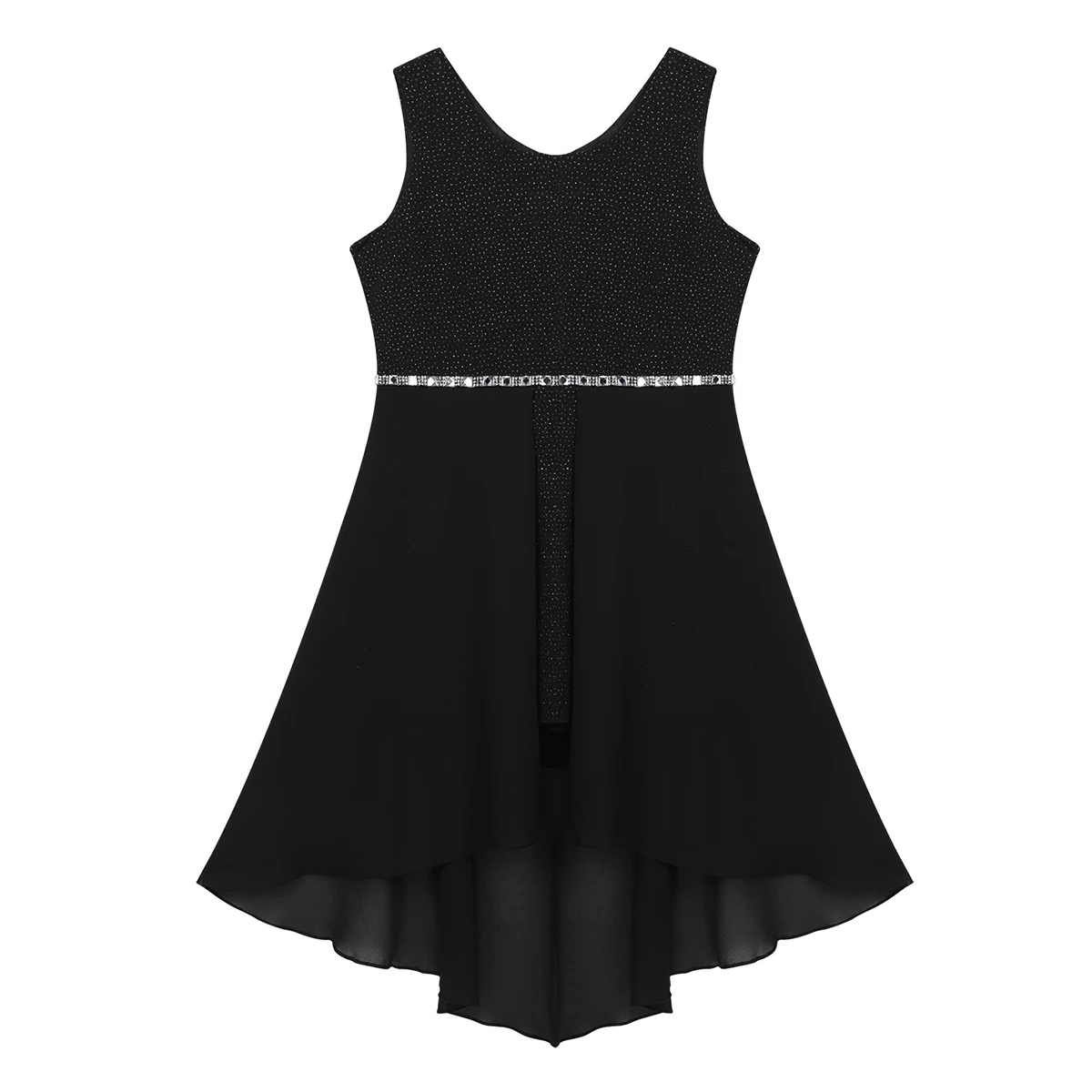 ChicTry Bambini Adolescenti Elegante Senza Maniche Strass Luccicanti Chiffon Delle Ragazze Di Compleanno del Partito di Promenade Del Vestito Da Ballo Sociale Costume di Ballo