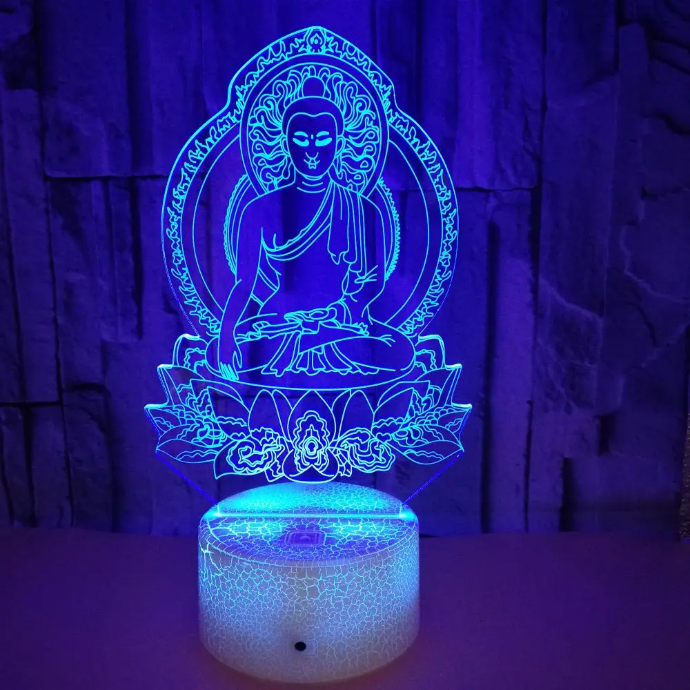 

3D Night Light 7 Colorful Usb Buddha Modelling Creative Lamparas Buddhism Table Lamp 3D Led Sleep Lighting For Home Decor Gift