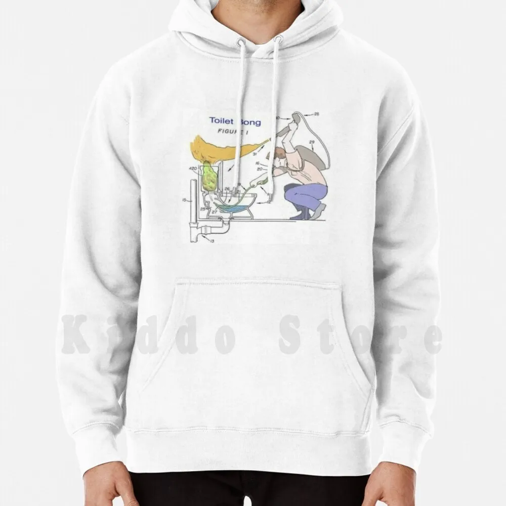 Toilet Bong Hoodie Long Sleeve Weed Toilet Bong Flamethrower Stoner Stoner Funny Diagram Human Diagram Anatomy