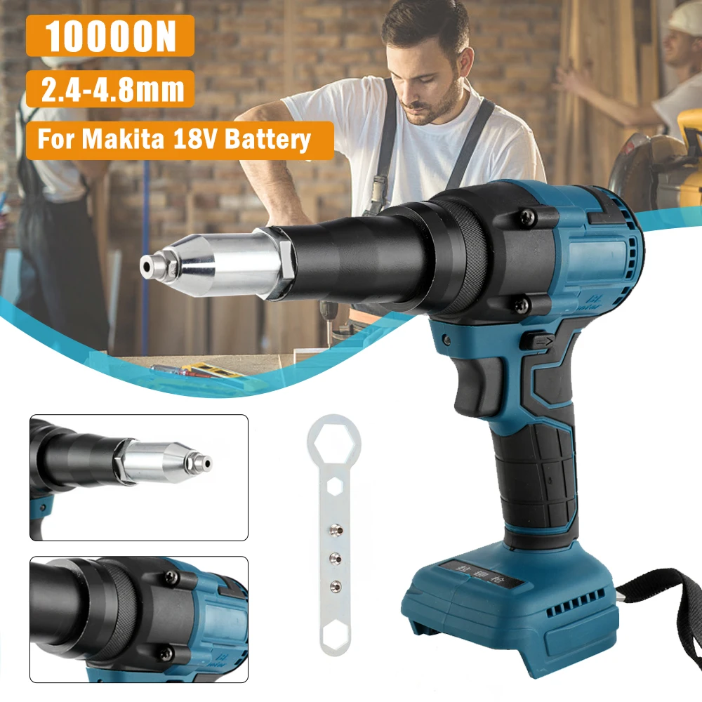 

Cordless Electric Rivet Gun High Power 3.2mm-4.8mm Portable Screwdriver Rvet Nut Rechargeable For Makita Battery With LED Light