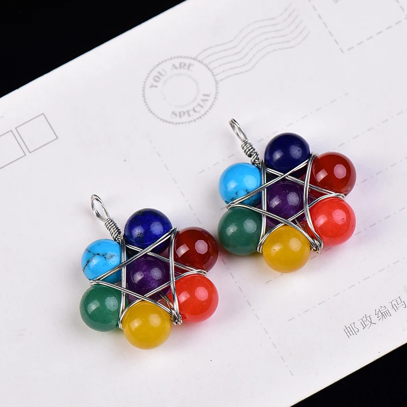 

Ожерелье с подвеской в виде семь чакр с натуральным кристаллом