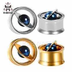 KUBOOZ Screw Ear Plugs Tunnels Stainless Steel Expander Flesh Gauges Studs Earrings Fashion Planet Piercing Body Jewelry Gift
