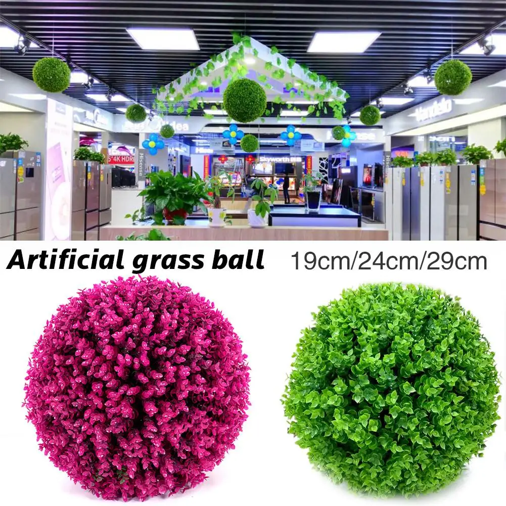 19/24/29cm Artificial Plant Grass Ball Topiary Green Simulation Ball Mall Indoor Outdoor Wedding Fall Decor Christmas Decoration