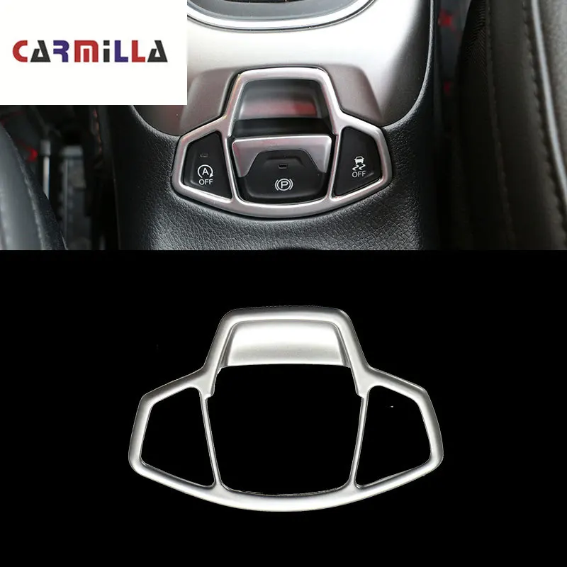 Carmilla Car Electronic Auto Handbrake Hand Brake Button Panel Trim Cover Sticker for Jeep Compass 2th 2017 2018 2019 2020