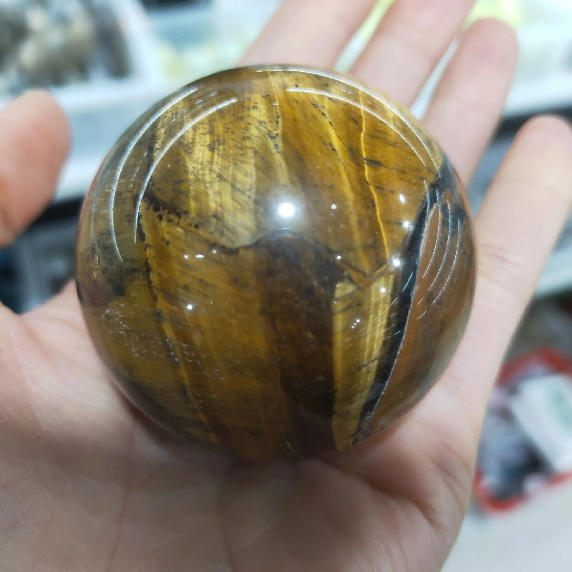 

4-5cm Natural Tiger s Eye Quartz Crystal Sphere Ball Healing