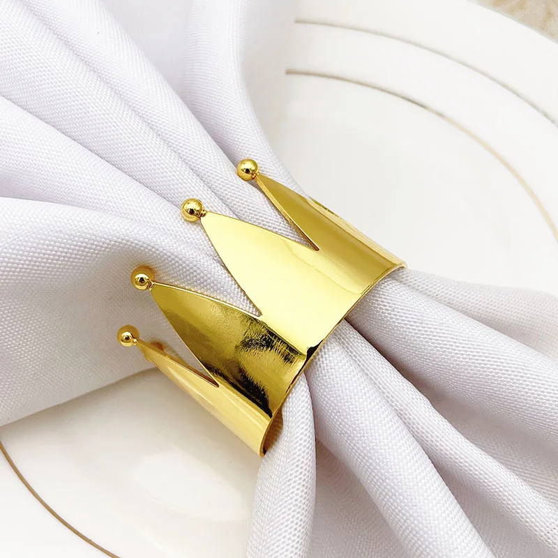 Set of 6 Napkin Rings Gold Crown Napkin Buckle for Wedding Party Centerpiece Dinner Table Decor Easter Table Place Setting