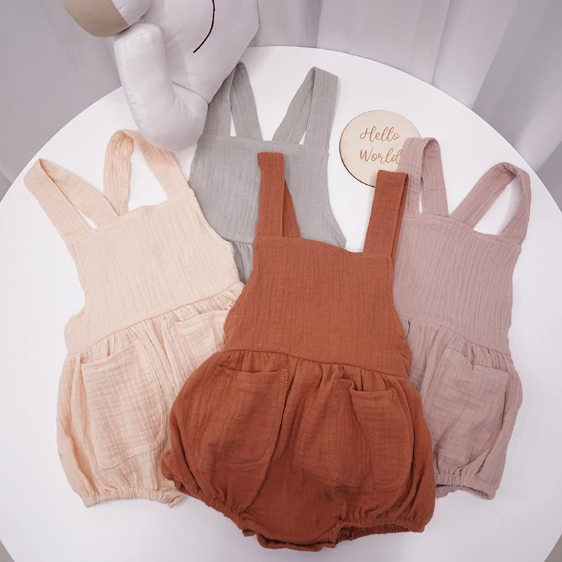 Noworodek Baby Boy dziewczyny pajacyki bawełna organiczna Playsuit kombinezony niemowlę dorywczo kamizelka bez rękawów pończoch kombinezony ubrania