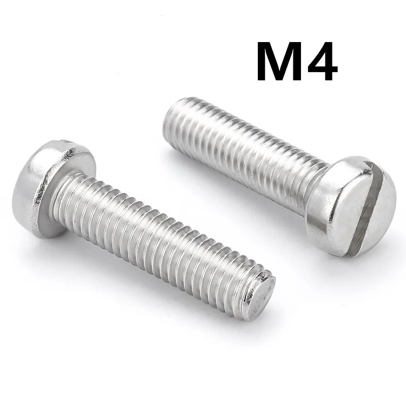 

100pcs/lot M4x6/8/10/12/16/20/25/30mm DIN84 GB65 Stainless steel cheese head slotted screw groving machine screws