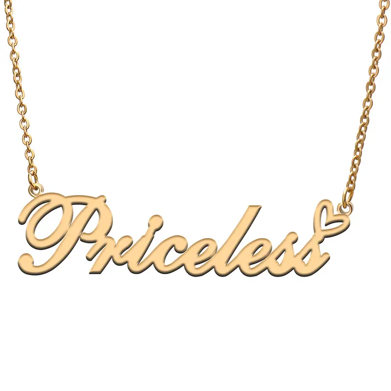 

Priceless Nameplate Stainless Steel Name Necklace for Women Personalized Dainty Jewelry Gift for Her Birthday Valentines Day