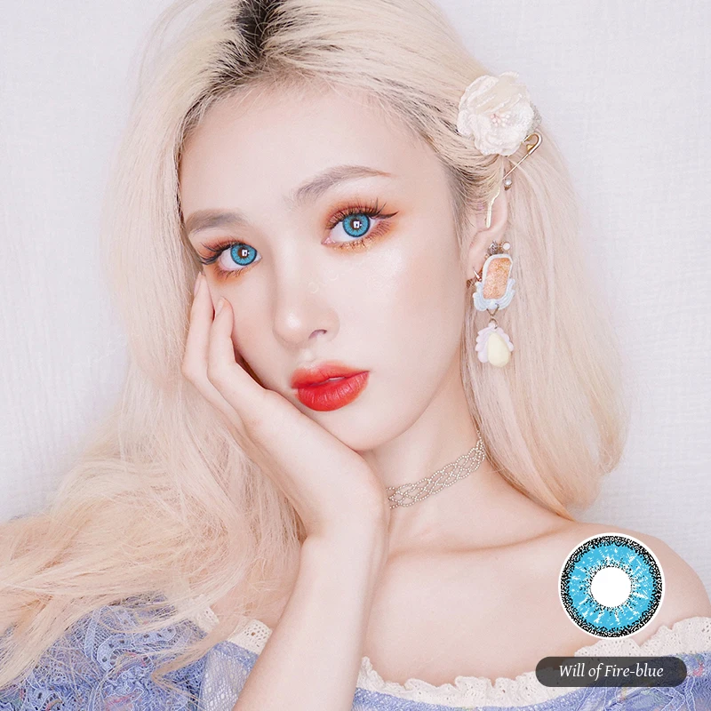 OVOLOOK-2pcs/pair Cosplay Lenses Colored Prescription Lenses Halloween Contact Lenses for Vision Correction Eye Color Lens Yealy