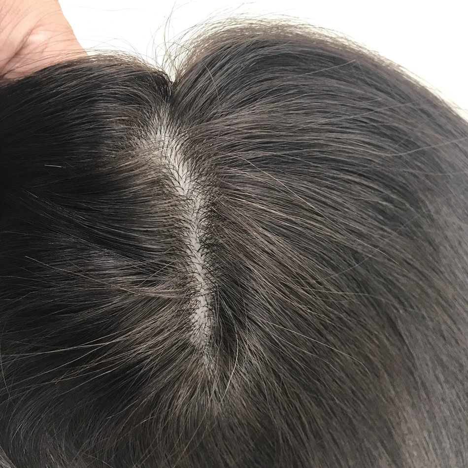 Linea sottile invisibile Topper Base naturale tonificante per le donne bianche con fermaglio per capelli diradamento su pezzi di capelli