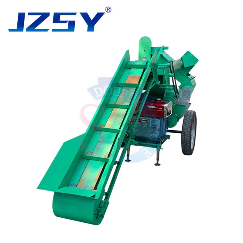 4T/H High output mobile farm electric maize cob sheller/Diesel driven dry corn thresher machine with conveying corn kernels belt