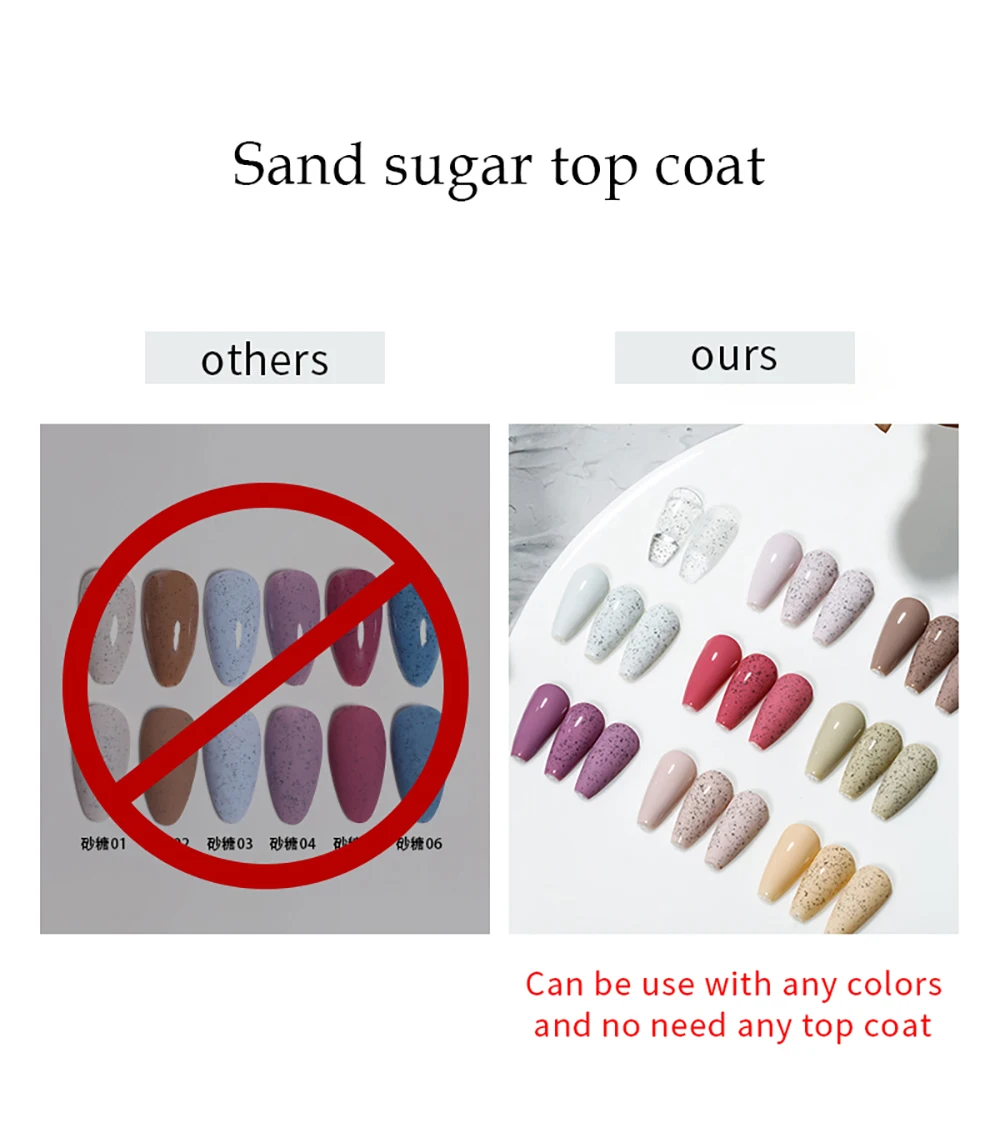 Vendeeni 15ml Sand Candy Top Coat für Gel-Nagellack, Schwarze Punkte Gel-Lack, Kristallzucker UV Soak Off Nail Art Primer Gel – Detail 6