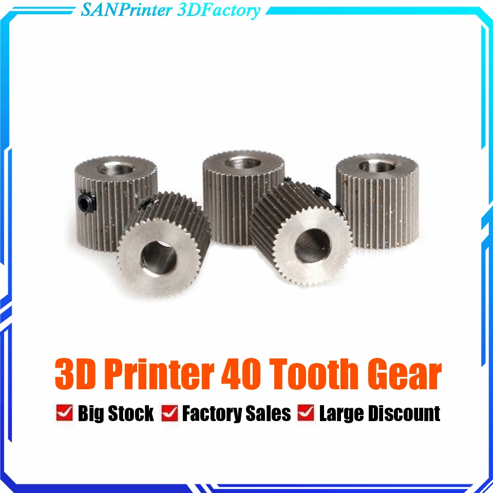 MK7 MK8 Gear Stainless Steel Extruder Feeder Driver Pulley 3D Printers Parts Wheel 40 Teeth 50teeth 38 Tooth Bore 5mm 8mm Part