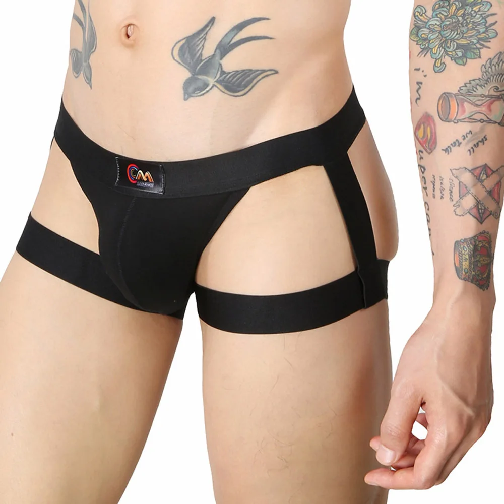 Backless Strappy G-string Man Jockstrap Brief Man Sexy Underwear  Low Rise Pouch Thong Low-waist Cotton Panties With Straps