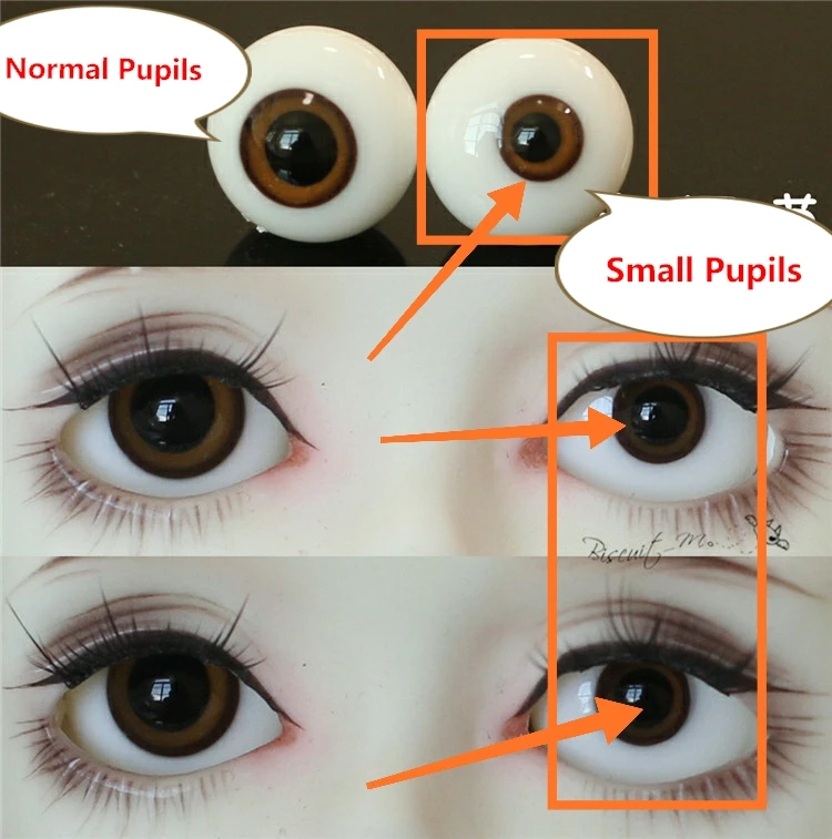 14mm BJD Eyes Small Pupils 70cm 1/3 BJD Glass Eyeballs Realistic Human Style Dark Brown Blue Green