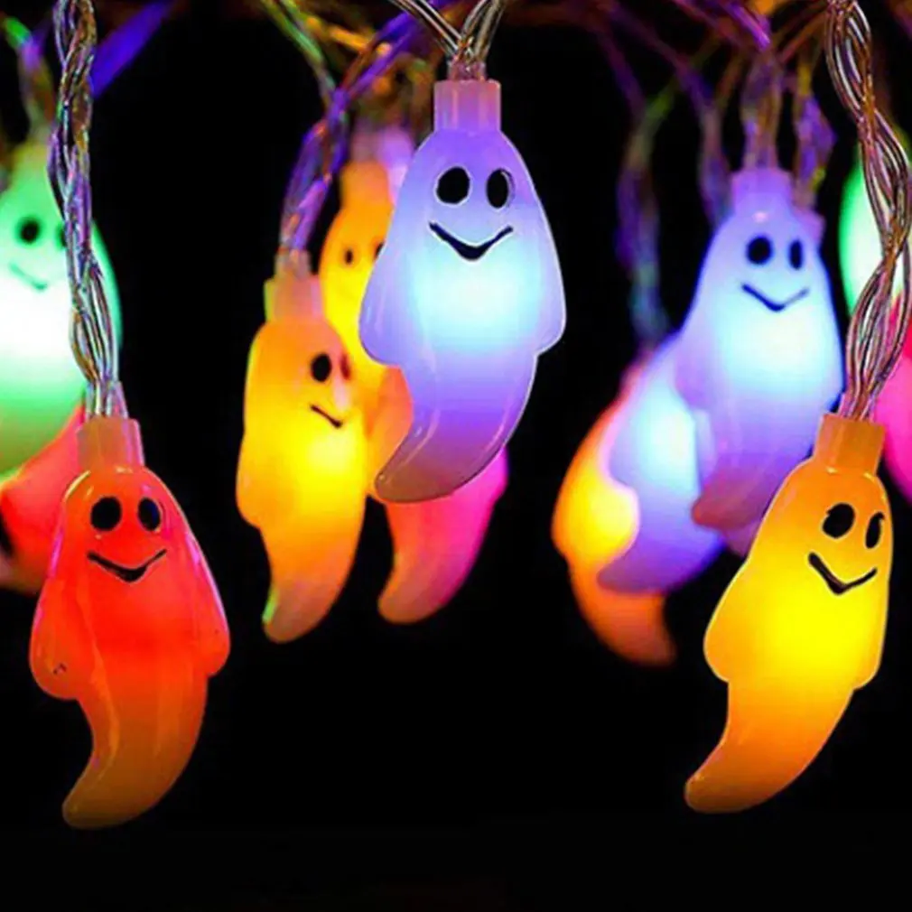 Cadena de luz fantasma pequeña de 1,5 m, caja de batería de 10 lámparas, luz decorativa de la serie de Halloween, accesorios de decoración duraderos