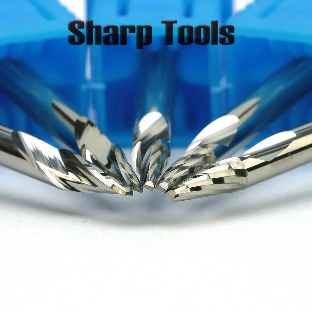 Mata bor Spiral, 5 buah 3.175x0.1mm 20 sudut 1 seruling V baja Tungsten karbida padat alat ukir mata bor Router pada logam