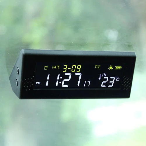 Imagen 1 del producto Reloj Digital Solar para el parabrisas del coche, dispositivo con recordatorio de tiempo de conducción, interruptor inteligente sin cables, LCD de alta precisión, accesorios para coche