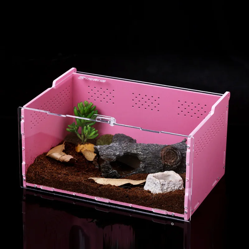 Acrylic Reptile Breeding Box Pet Box High Transparent Magnetic and Beautiful Box Pet Climbing Terrarium  Pet Box Reptile Pet Box