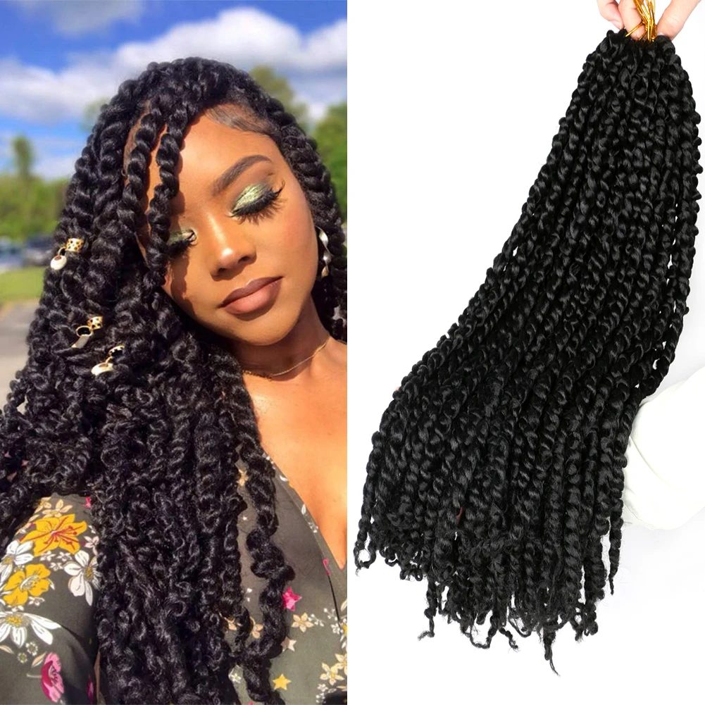 Mtmei capelli Pre attorcigliati passione Twist capelli trecce all'uncinetto trecce intrecciate 18 "11 fili nero marrone Bug Ombre intrecciare i capelli