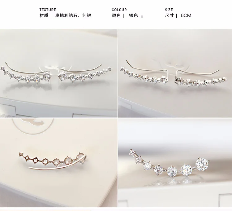 New Fashion High Quality Super Shiny Zircon 925 Sterling Silver Stud Earring for Women Jewelry Wholesale Gift Oorbellen