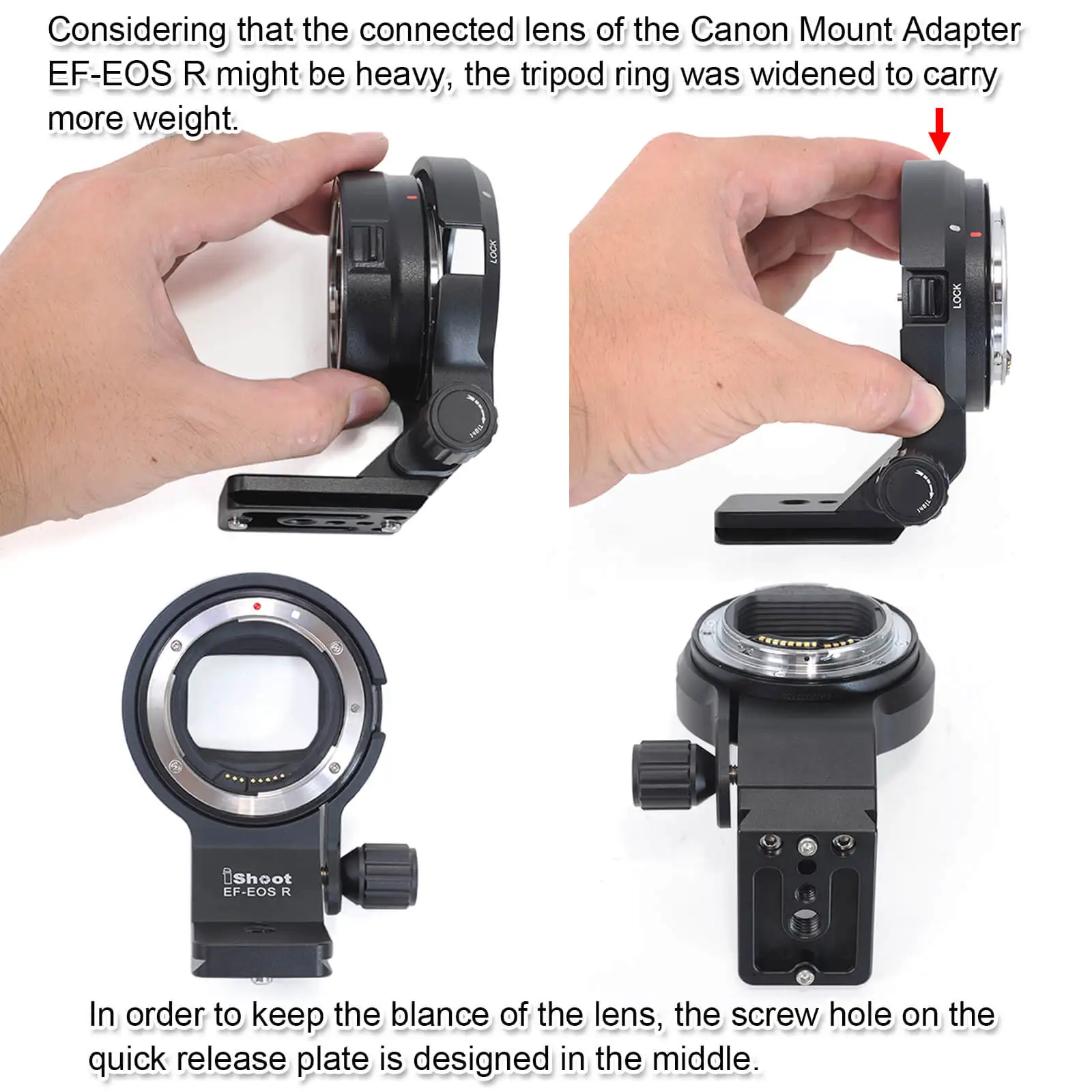 Metal 73mm Lens Support Collar Tripod Mount Ring with ARCA Type Quick Release Plate for Canon Mount Adapter EF-EOS R 2971C002