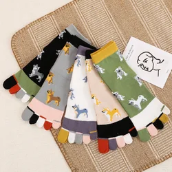 Calzini per cani da donna in cartone animato calzini da donna a cinque dita in cotone 100 calzini a cinque dita a metà tubo moda calzini separati dita colorate Sox Girl Soks