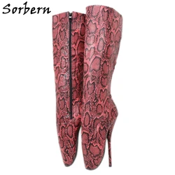 Sorbern Python Knee High Boots Vagan Ballet Stilettos 7 Inch Heels Custom Wide Fit Long Shaft Length Boot Unisex Big Size 36-46