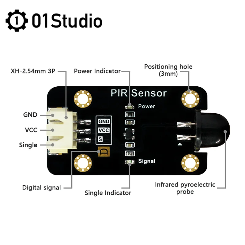 Sensor infravermelho pir senor 01 estúdio, módulo detector para microplaca de micropyatona e microbit