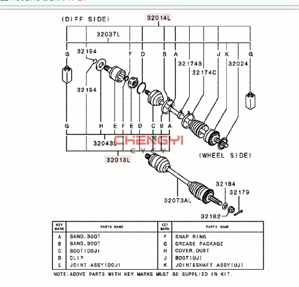 Repair Kit For Front Axle Shaft Ball Cage Dust Boot For Mitsubishi Pajero V31W V33W V43W V63W V73W V75W V78W MR528639 MR528709