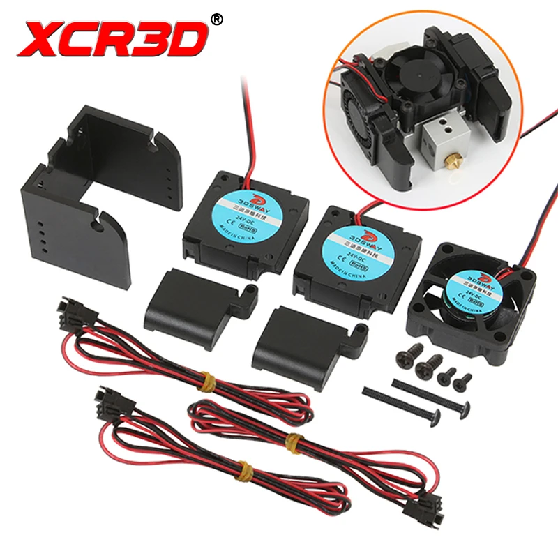 XCR 3D Printer Parts 2IN1 Out Hotend Extruder Fan Mounting Bracket 12V/24V DC 3010mm Cooling Fan Holder External Base Extension