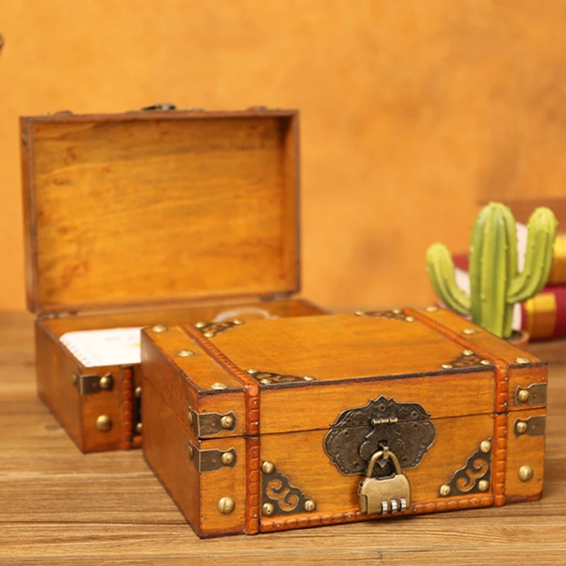 Handmade Jewelery Box Vintage Wooden Storage Box Book Storage Box Organizer Treasure Case Chest Organizer