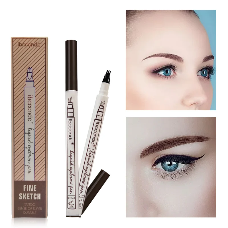 3 farben 3D Microblading Augenbraue Tattoo Stift 3 Gabel Tipps Feine Skizze Flüssigkeit Augenbraue Bleistift Wasserdicht Augenbrauen Farbton Make-Up 1 stück