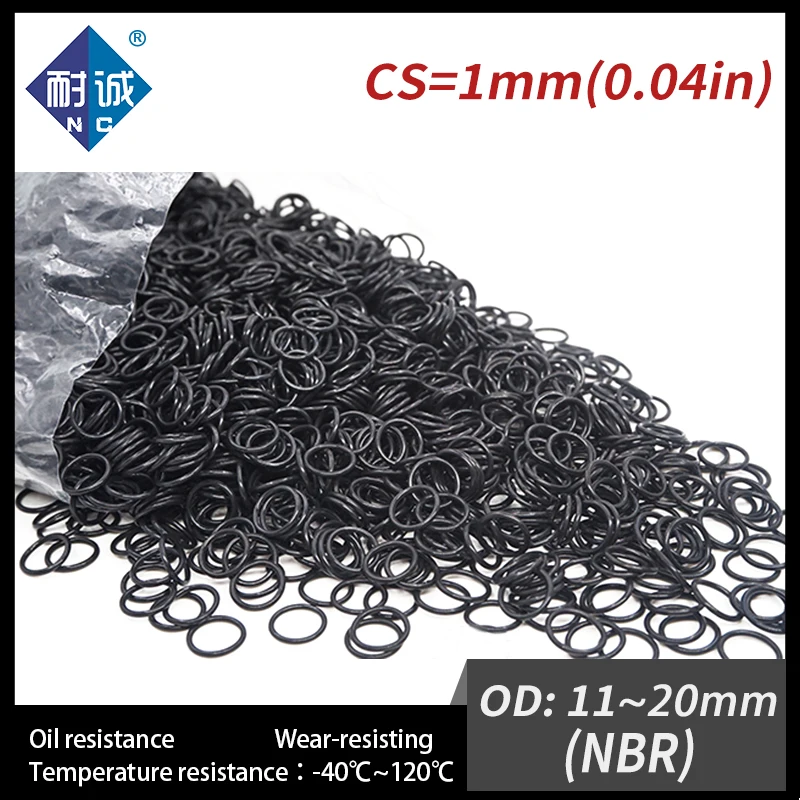 

300PCS/lot Rubber Black NBR CS 1mm OD11/12/13/14/15/16/17/18/19/20mm Nitrile rubber O Ring Gasket Oil resistant waterproof