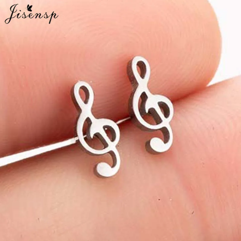 Women's Tiny Music Note Stainless Steel Stud Earrings