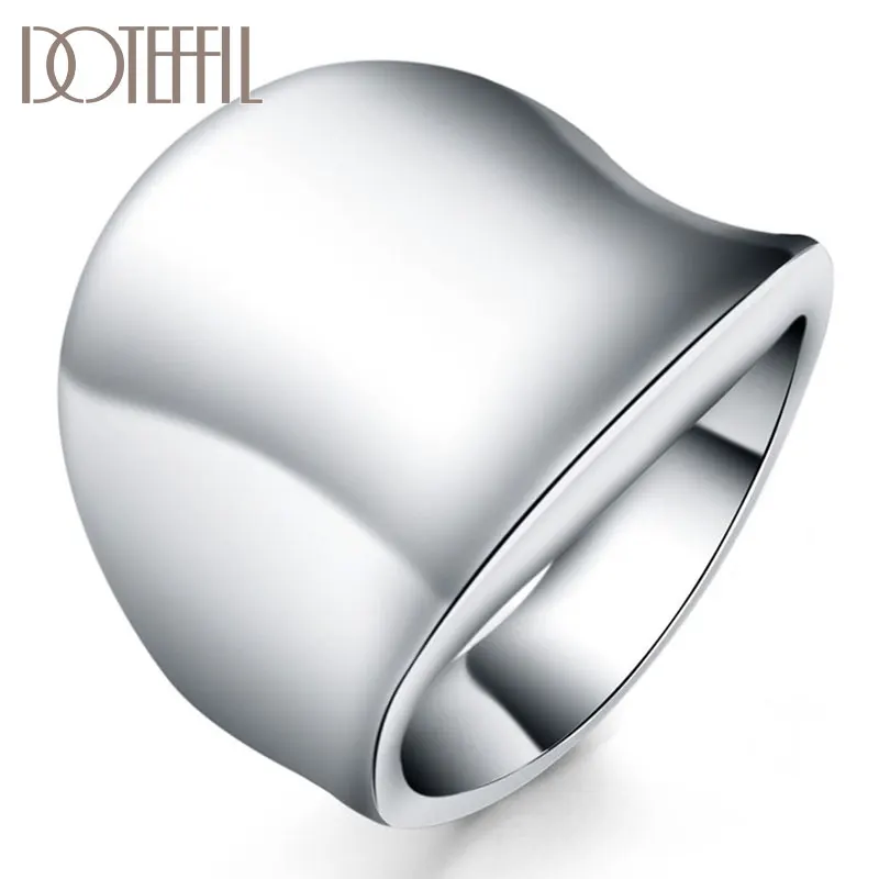 DOTEFFIL 925 Sterling Silver Man Thumb Board Ring For Women Fashion Wedding Engagement Party Gift Charm Jewelry