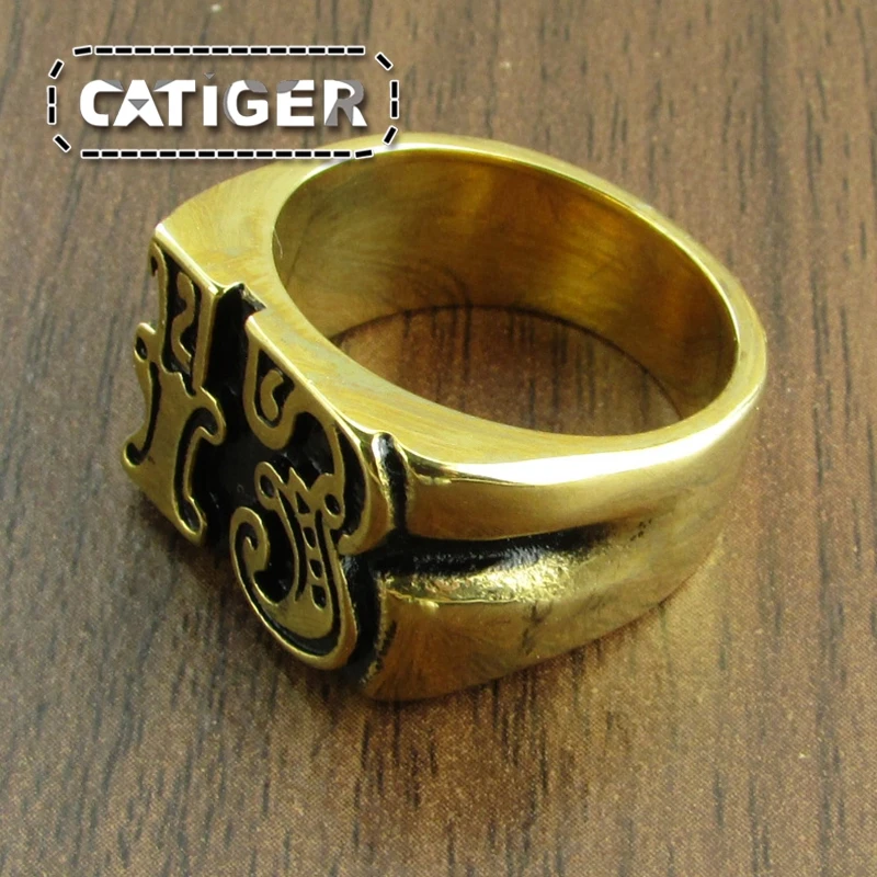 Vintage US Size 7-13# 316L Stainless Steel Gold Plated Black Silver Color Number 13 Motor Biker Ring Jewelry