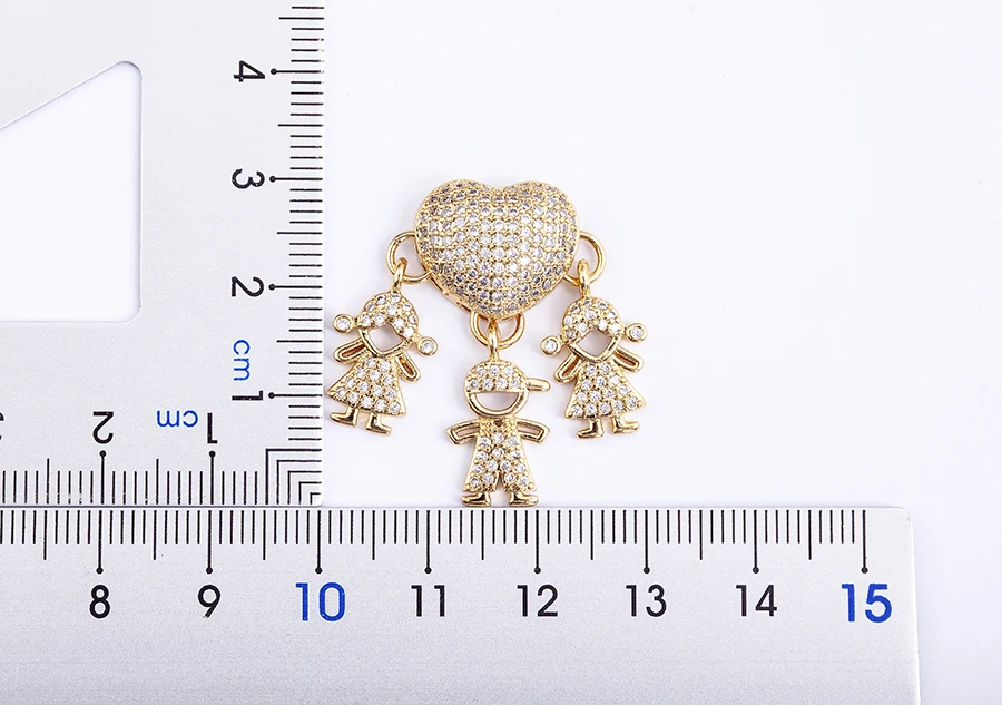Nidin Heißer Verkauf Sohn Tochter Herz Vergoldet Zirkonia Familie Mädchen Junge Anhänger Halskette Kette Schmuck Für Mutter Geschenk – Detail 5
