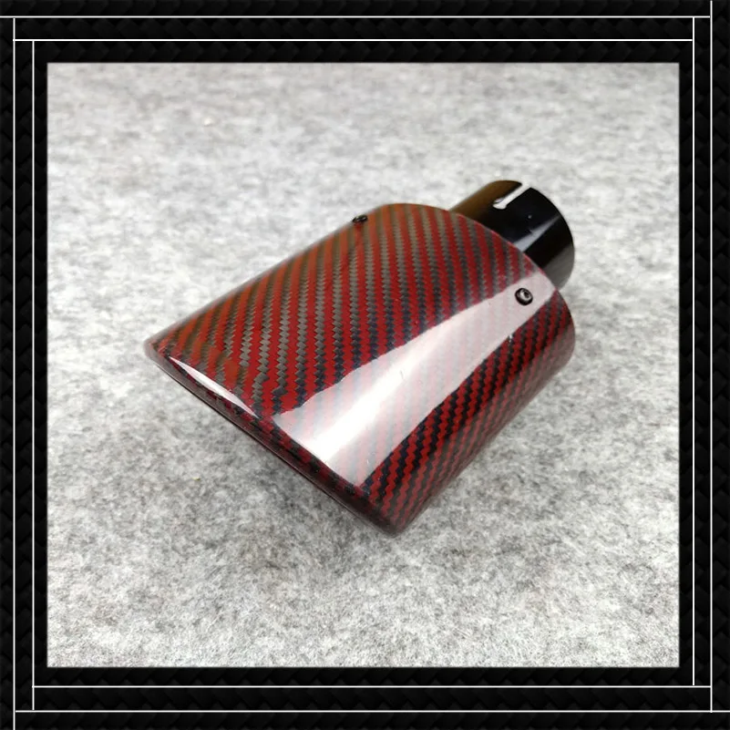 1 Piece Oval Shape Exhaust Pipe Out 75*105/95*115MM Red Carbon Fiber Stainless Steel Muffler Tip Rear Nozzles Tail Throat