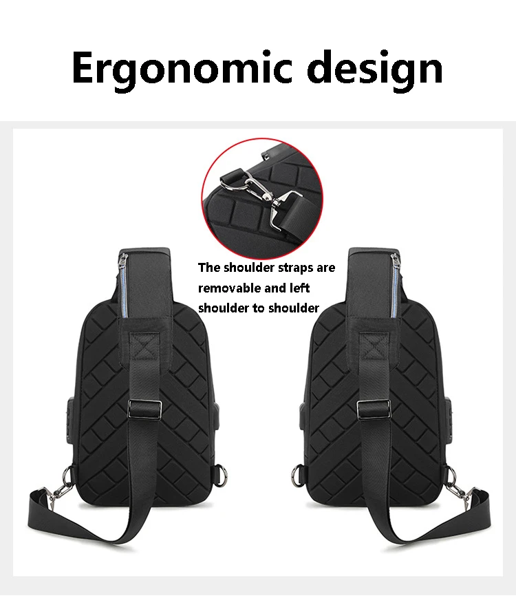 Anti-theft Lock Chest Bag for Men USB Charging Travel Shoulder Bag High-quality Messenger Bags Waterproof Men's Crossbody Bag