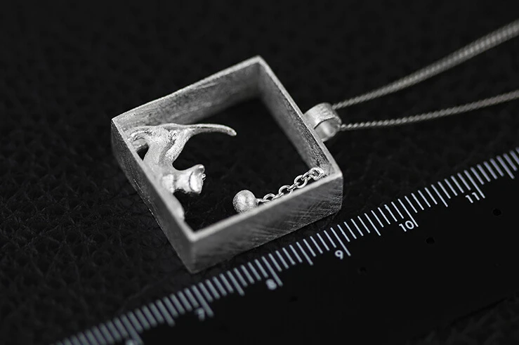 925 Sterling Silver Square  cat Necklaces & Pendants For Women High Quality Sterling-silver-jewelry