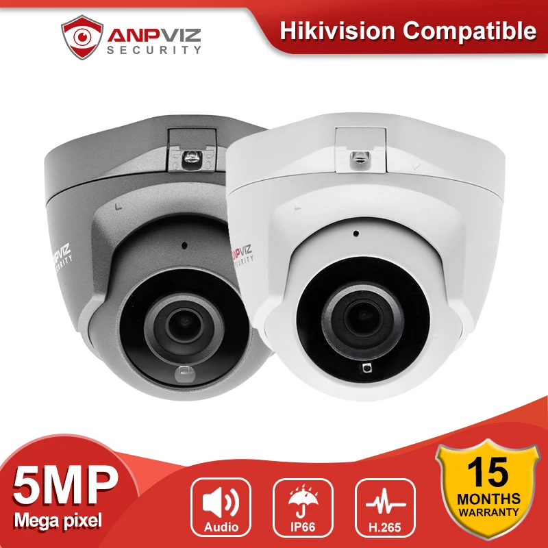 

Anpviz 5MP IP POE Outdoor Camera Mic/Audio Security CCTV Dome Cam Video Surveillance IP66 H.265 P2P