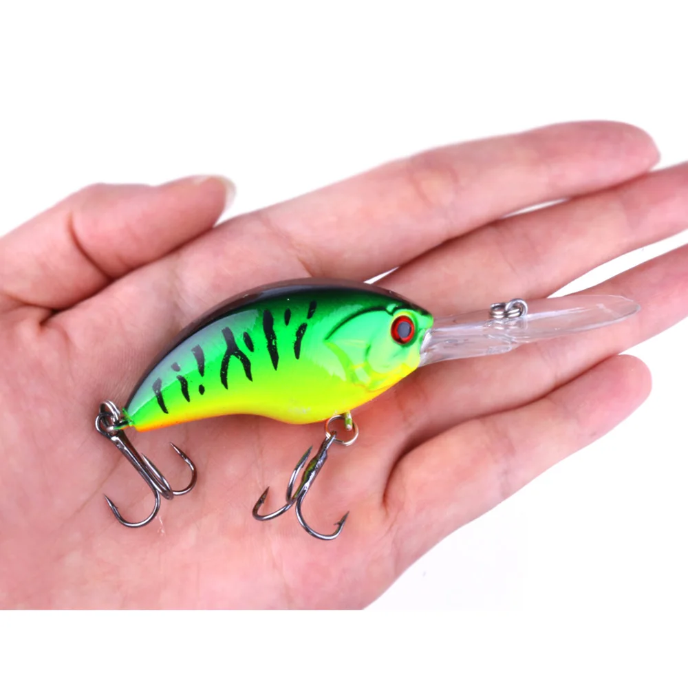 HENGJIA 13G 9CM Fishing Lures Rock Crank Bait Crankbait Minnow  Bass Treble Hooks Swim Hard Lure Baits Wobbler Long Big Tongue