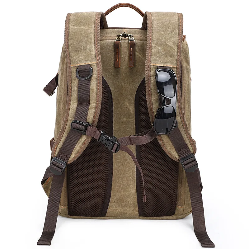 Casual waterproof canvas camera bag large capacity outdoor backpack digital video recorder waterproof SLR bag with tripod bit