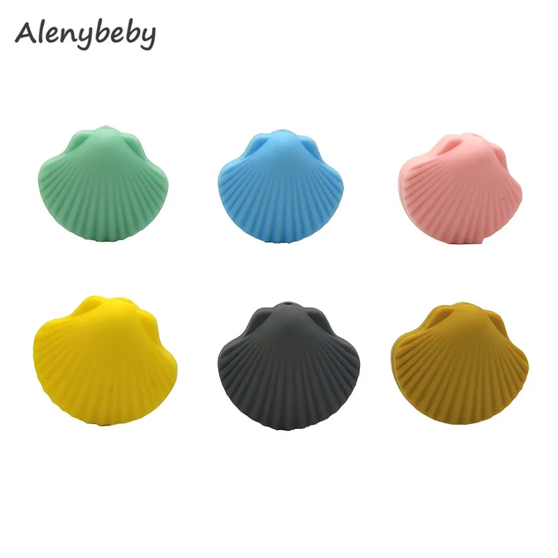 Mini Cute Silicone Shell Bead Animal Baby Teether Food Grade Infant Teething scallop Bead For DIY Nursing Necklace Accessories