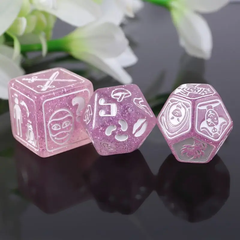 Juego de dados poliédricos para fiestas, dados acrílicos con múltiples caras, juguetes, mesa, juegos de mesa, 7 unids/set por juego