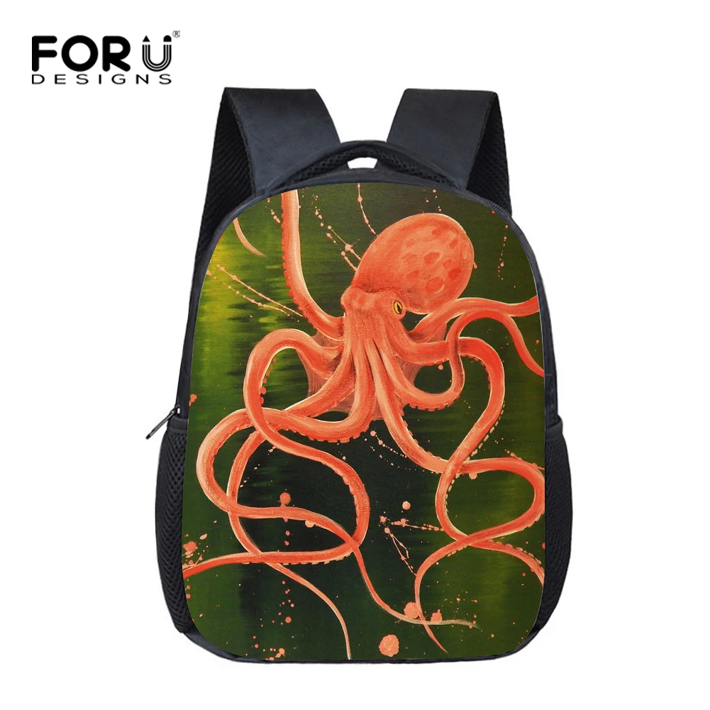 

FORUDESIGNS Ocean Octopus Print Kindergarten School Bags Mini Little Boys Girls Backpack Small Nursery Preschool Bookbags