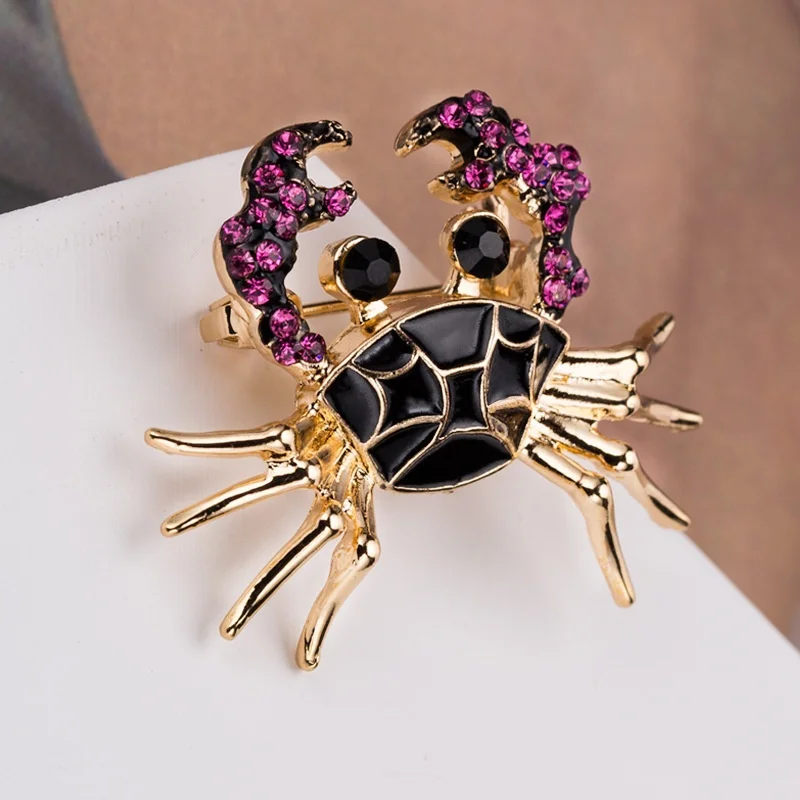 Luxury Cat Crab Scorpion Brooch Women Wedding Color Party Animal Rhinestone Clothing Pin Brooches Accessories