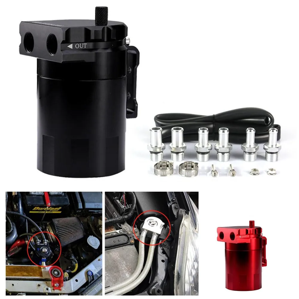 

Universal Aluminum Oil Catch Can Oil Filter Fuel Tank Round Reservoir Oil Drainer CS05